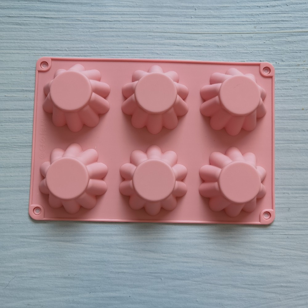 6-Piece Flower Egg Tart Cake Silicone Mold Insert Candle Fondant Epoxy Cookie Cutter Jelly/Pudding Mold