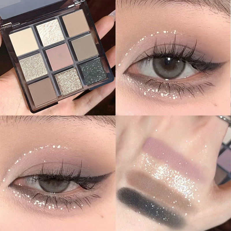 Pinkb Flat for Clow M Oatmeal Clouds Nine Colors Eye Shadow Plate Thin and Glittering Pearlescent Diamond in the Debris Matte Brightening Gray Pink