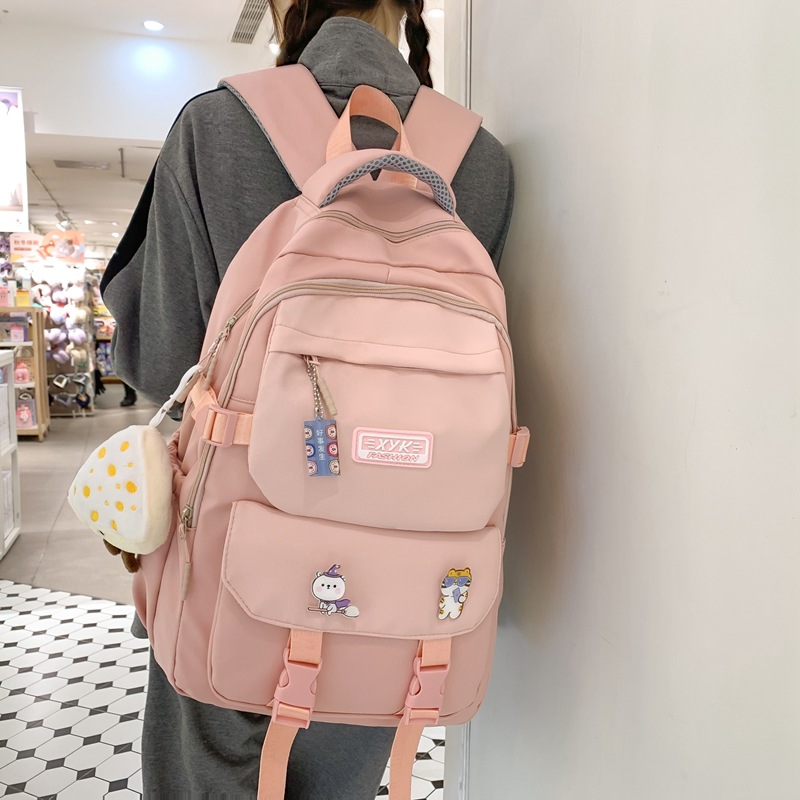 Korean Style High School Student Schoolbag Wholesale Large Capacity Casual Fashion Solid Color Backpack Japanese Style Fresh Girl Backpack