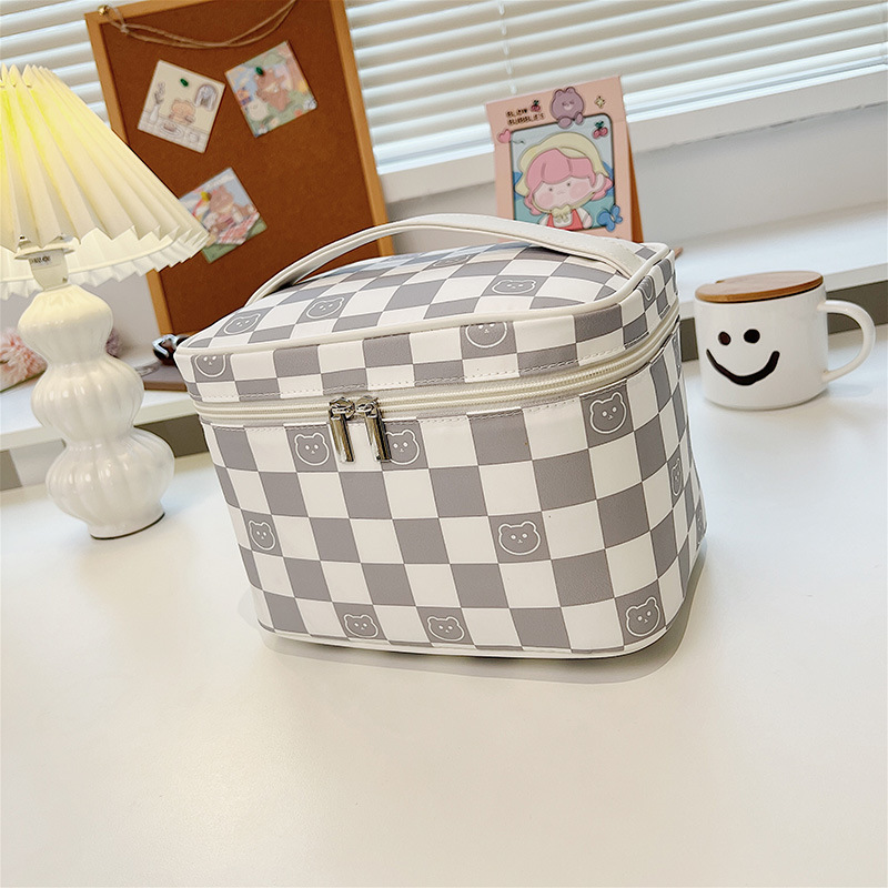 INS Cosmetic Bag Women's Portable and Simple Large Capacity High Sense New Travel Oversized Wash Plaid Buggy Bag