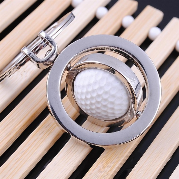 Personalized Creative Double-Sided Golf Rotating Metal Keychains Can Carve Writing Logo Sports Promotional Gifts