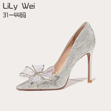 Lily Wei春大码高跟鞋41-43婚鞋细跟尖头小码单鞋女313233蝴蝶结