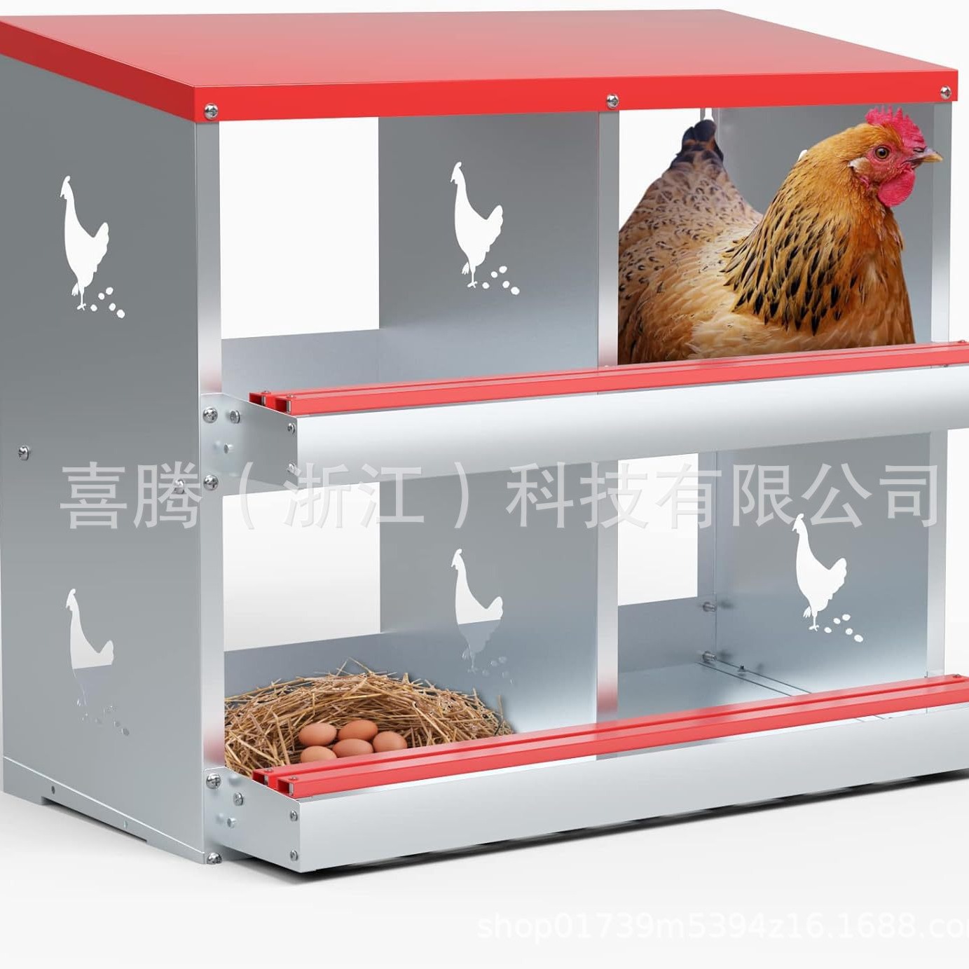 可定制4穴产蛋箱镀锌板防锈鸡窝箱可清洗鸡鲈可拉出式屋顶箱鸡舍
