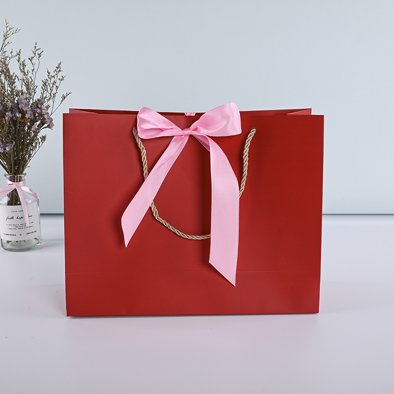 现货方形丝带款手提纸袋定制礼品礼物服装店衣服女装包装袋印logo
