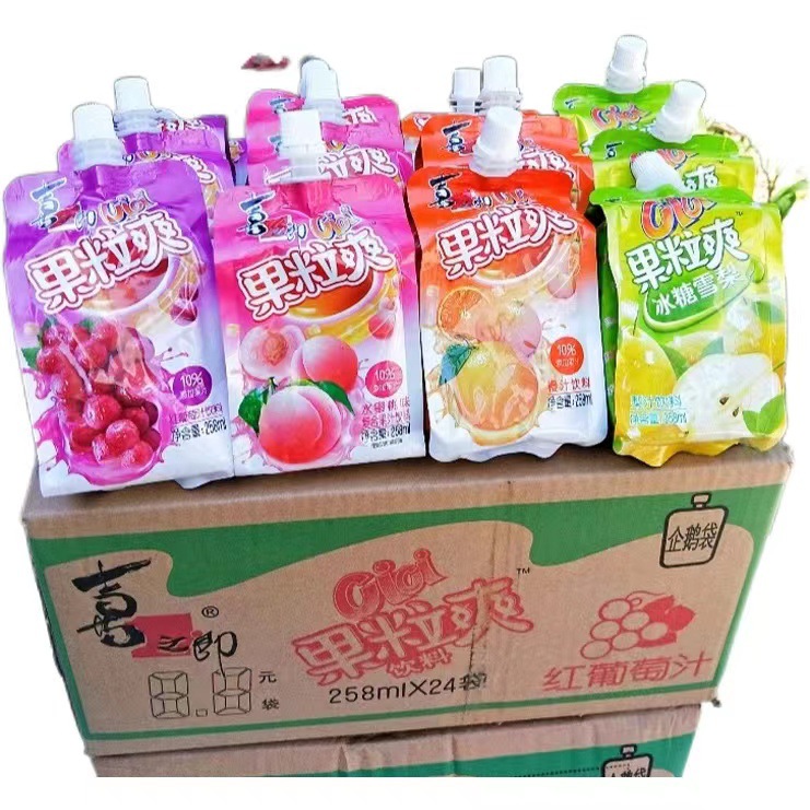 喜之郎吸吸果冻cici果粒爽258ml/袋水蜜桃果汁饮料零脂肪儿童零食