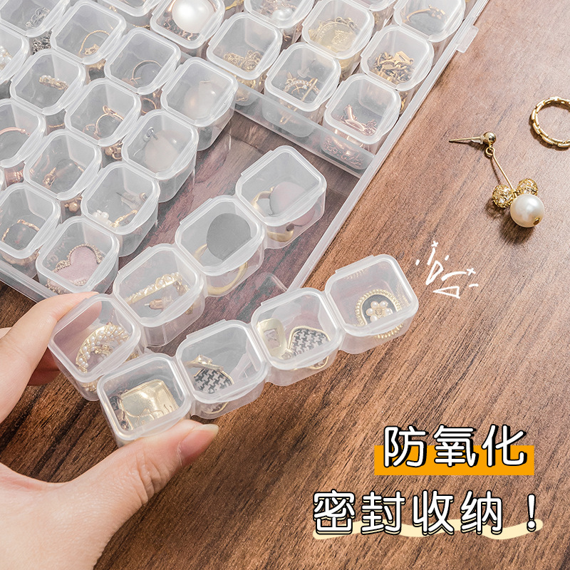 Portable Clear Jewelry Box Ear Stud Necklace Earrings Plate Color Storage Box Small Delicate Earrings Anti-Oxidation Box