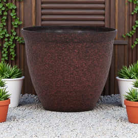 圆形仿紫砂花盆大口径兰花君子兰种树阳台盆景简约塑料花盆