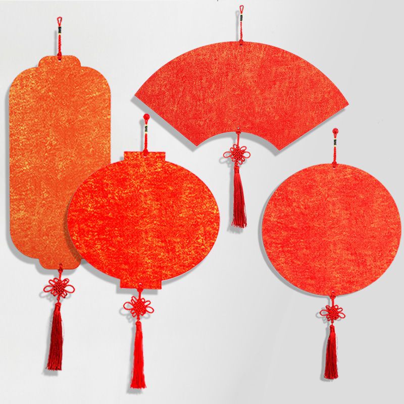 鎏金灯笼宣纸福卡加厚卡纸双面万年红硬卡节日喜庆挂饰中国结挂件