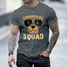 GROUNDHOG SQUAD土拨鼠日印花套头衫跨境亚马逊热卖运动短袖T恤