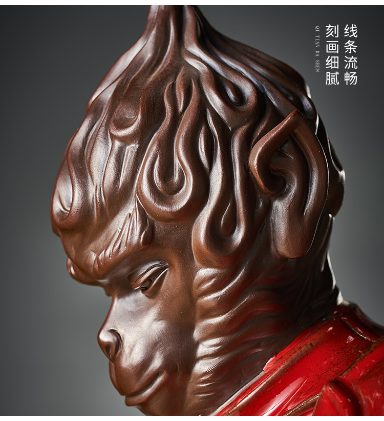 《斗战胜佛静思》齐天大圣孙悟空摆件家居玄关客厅装饰陶瓷工艺品