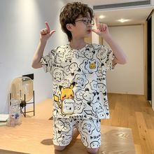 男童睡衣夏季薄款短袖纯棉夏天儿童空调服男孩大童学生家居服套装