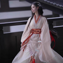 成人战国袍改良日常可穿汉服夏季古装复原款直裾袍女童魏晋风仙气