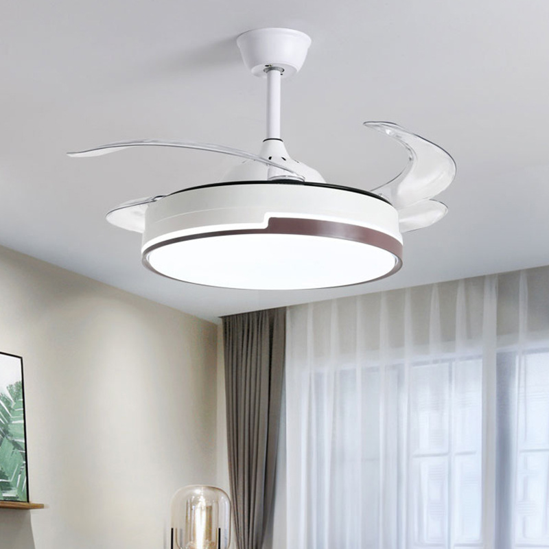 Cross-Border Restaurant Invisible Fan Lamp New Simple Bedroom Integrated Electric Fan Lamp Intelligent Frequency Conversion Living Room Ceiling Fan Lights