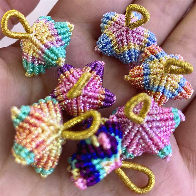 手工编织立体小星星幻彩线玉线编织五角星成品 diy钥匙扣包挂配件