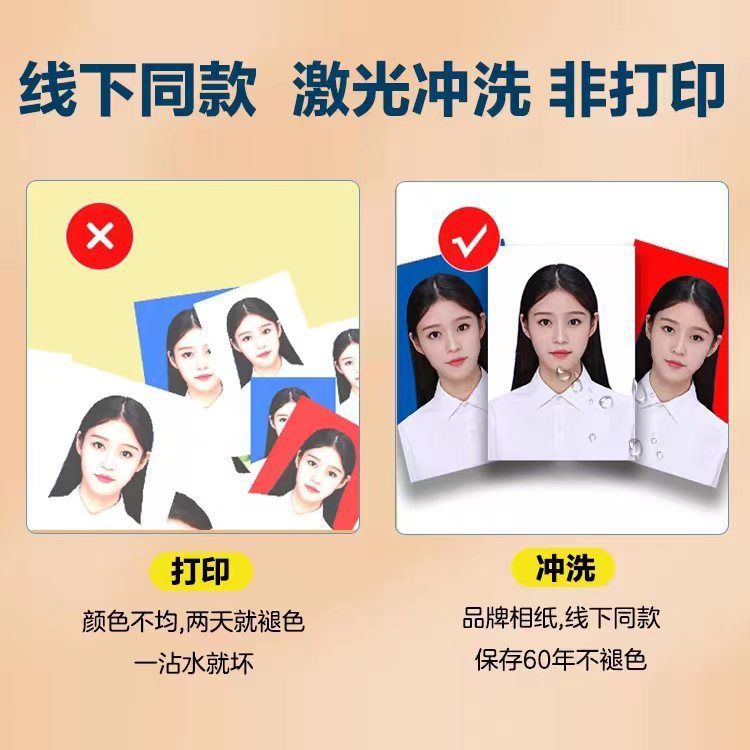 洗照片1一寸2寸证件照换底色冲印打印高清幼儿园大头