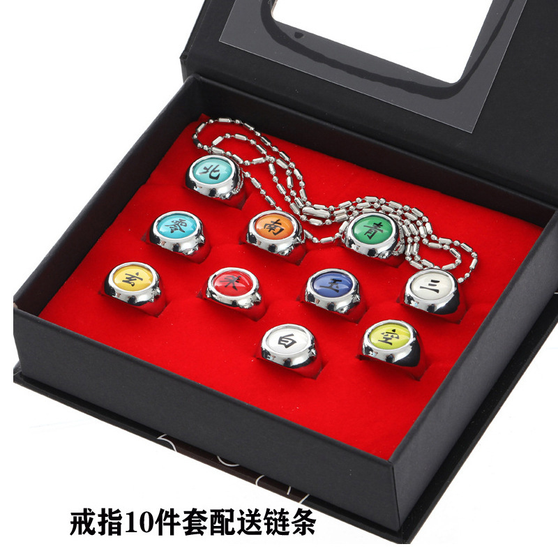 Naruto Anime Peripheral Ring Set Xiaozhu Itachi Uchiha Ring Naruto Programmatic Hand Necklace