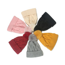 跨境毛线帽秋冬季保暖户外休闲冷帽滑雪帽纯色交叉格子针织帽欧美