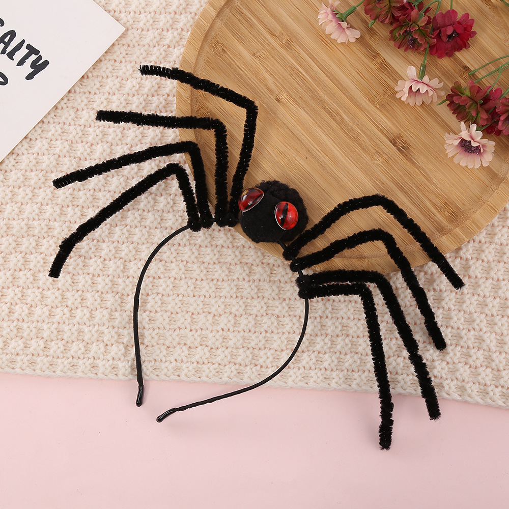 Cross-Border Halloween Spider Headdress Hair Ball Creative Funny Spider Head Performance Masquerade Dress up Headband