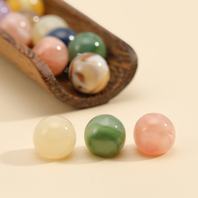 Cheongsam Frog Button Button Chinese Two-Color Pearl Buckle Partial Hole Imitation Jade round Beads Tang Costume Han Costume Button Accessories