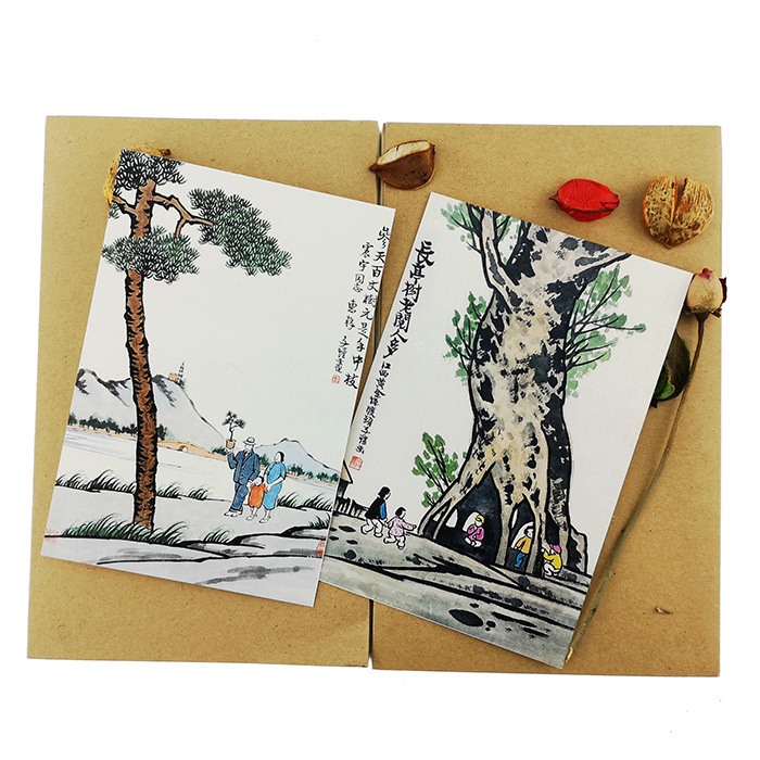 丰子恺小品画江南国画明信片旅游纪念故宫送老师老外青青子衿文创