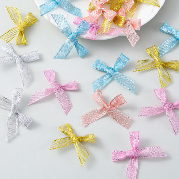 现货1cm金葱蝴蝶结礼盒装饰圣诞树挂件装饰配件手打结蝴蝶结批发