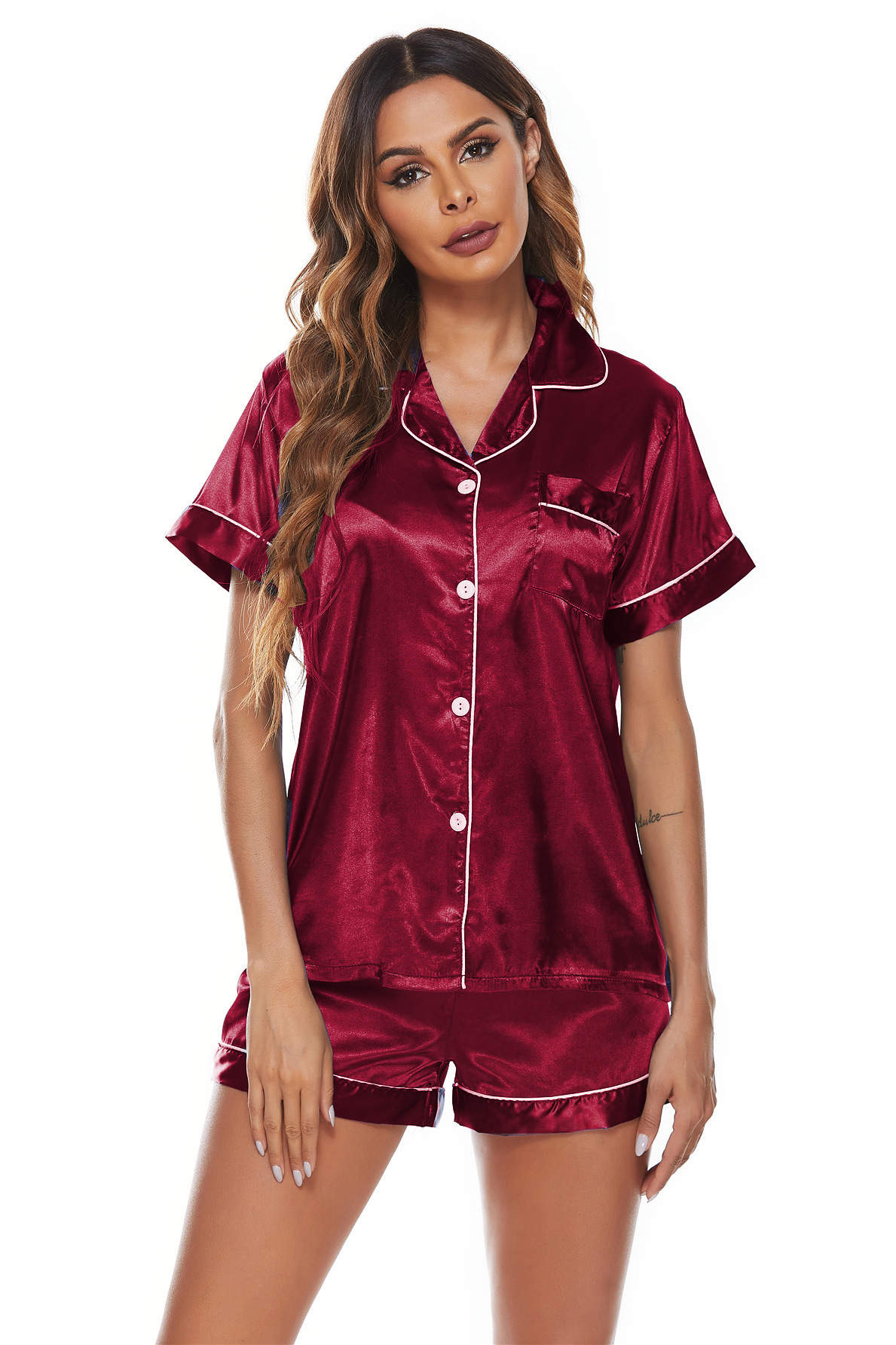 Europe and America Cross Border Homewear Pajamas Women's Suit Short-Sleeved Shorts Foreign Trade Supply Ins Middle East