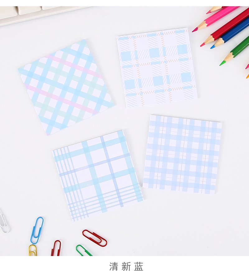 格子条纹可爱便利贴批发小情调学生备忘纸手账素材便签本可定logo
