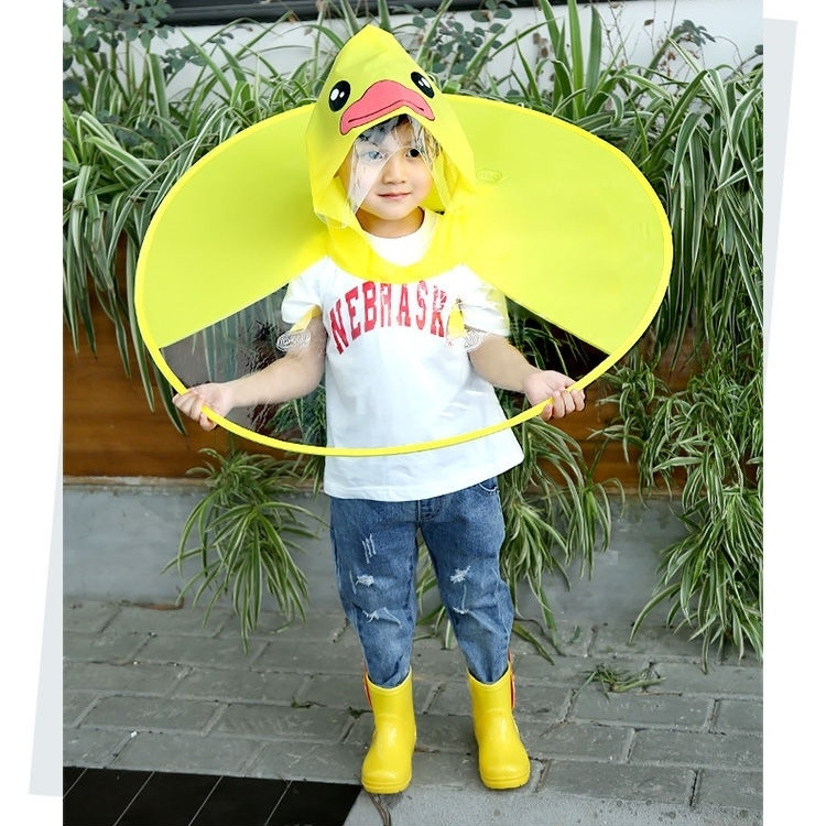 小黄鸭儿童雨衣飞碟雨衣男女儿童斗篷雨披伞帽抖音同款雨衣学生男