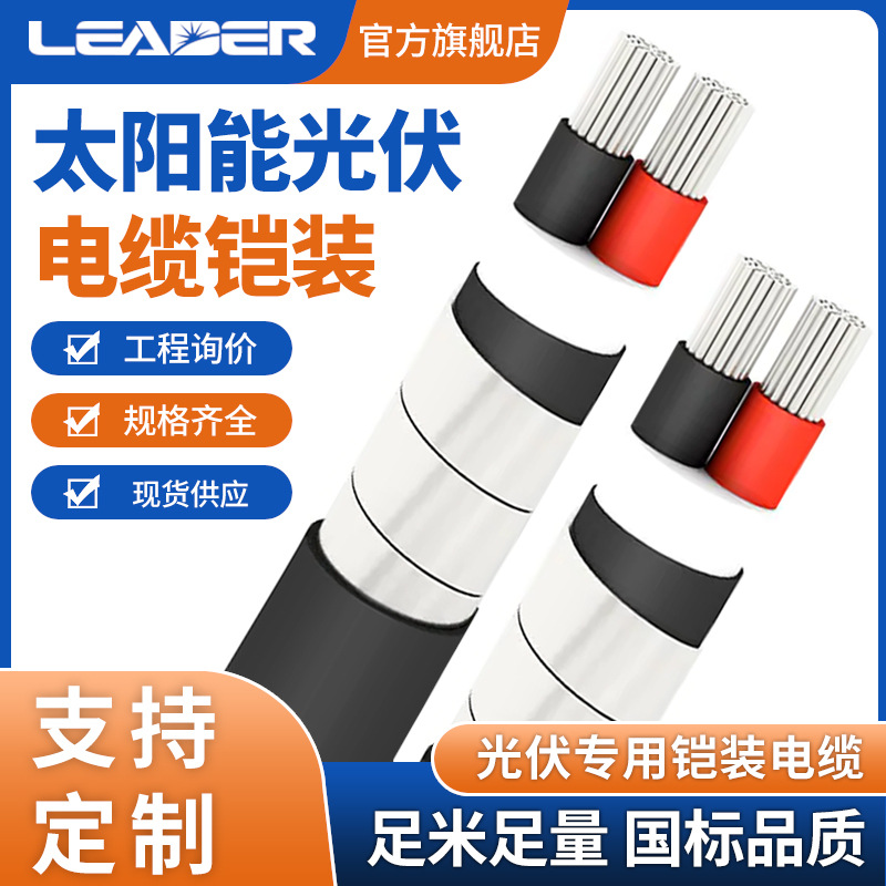 LEADER SOLAR CABLE 厂家供应 低烟无卤太阳能铠装光伏电缆2.5 4