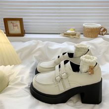 韩系小皮鞋女2023年秋季新款时尚法式英伦风皮带扣粗跟乐福鞋潮流