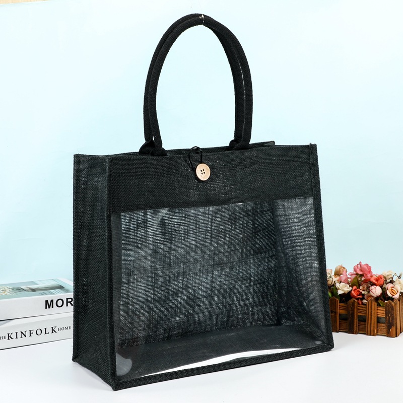 Burlap Handbag Jute Shopping Bag Color Sack Fashion Window Portable Shopping Bag Wholesale