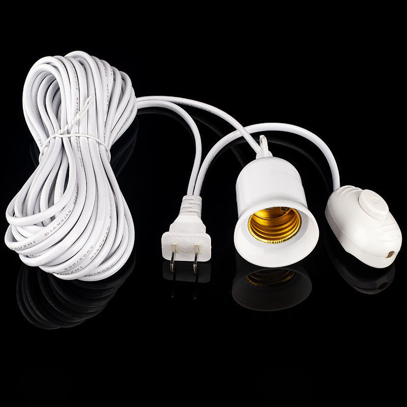 灯座家用e27螺口灯头线户外led节能电灯泡吊悬挂式线带开关插头线