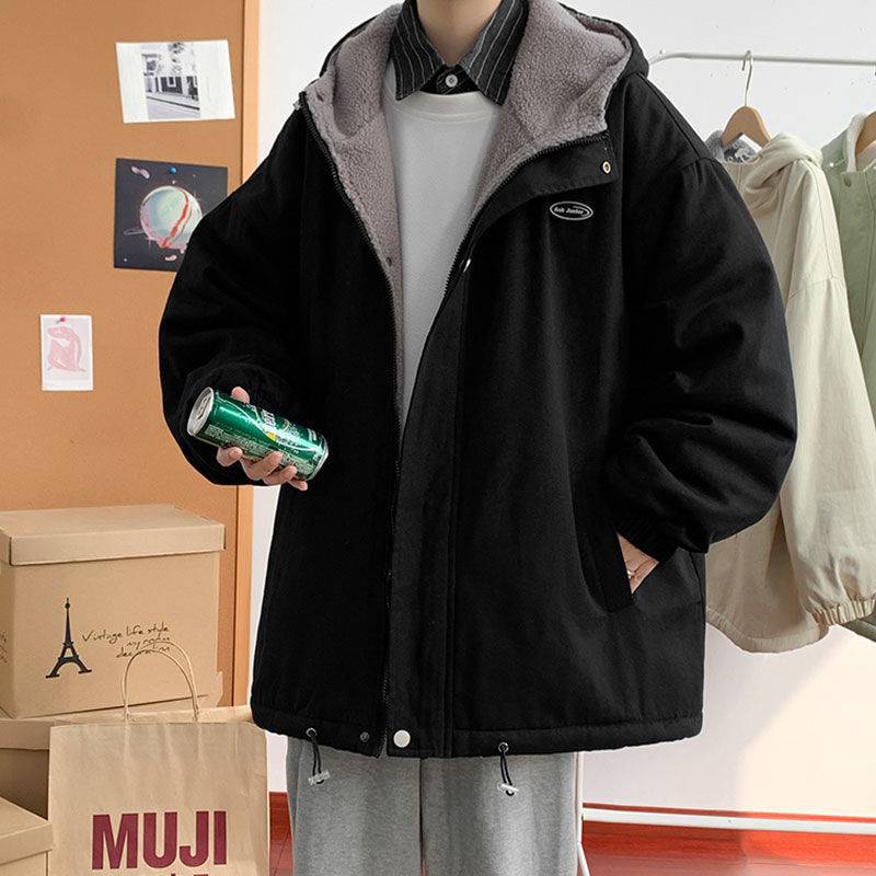 羊羔绒外套男士棉衣冬季加绒加厚棉袄高级感学生宽松情侣潮牌棉服