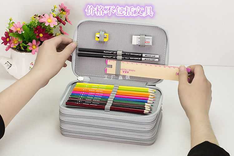 批发升级版防摔72色彩铅素描笔帘多层文具盒收纳袋男女美术生绘画