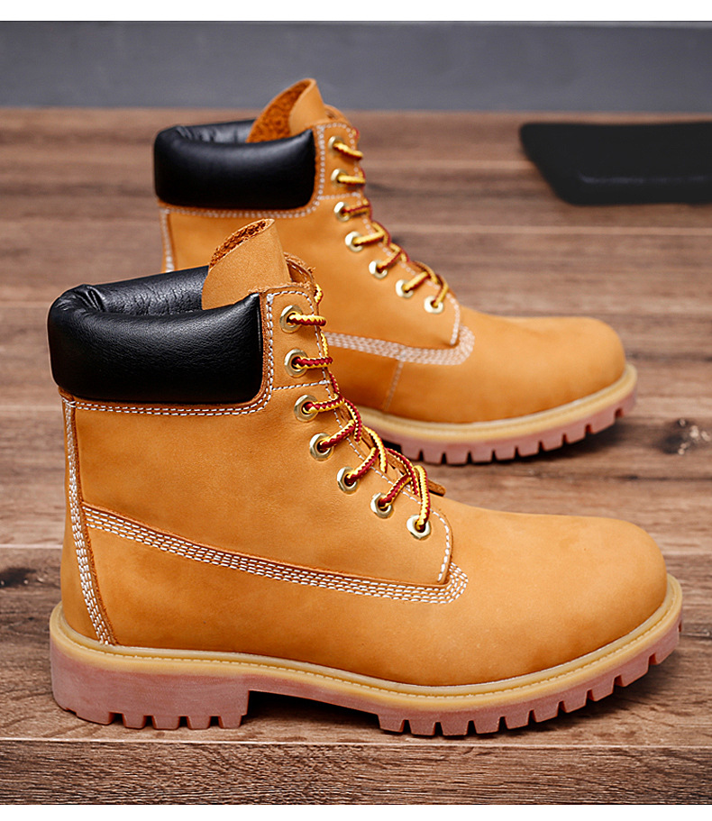 马丁男鞋天伯伦马丁靴高帮防水踢不烂10061经典情侣款大黄靴女靴