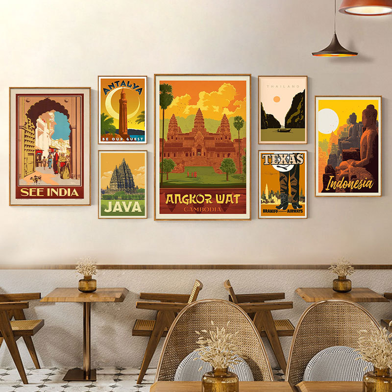 东南亚风情装饰画民族风养生馆挂画异域泰式风格餐厅墙面晶瓷壁画