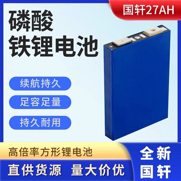 国轩27ah碳酸铁锂电芯3.2v方形铝壳大容量电动车锂电池汽车蓄电池
