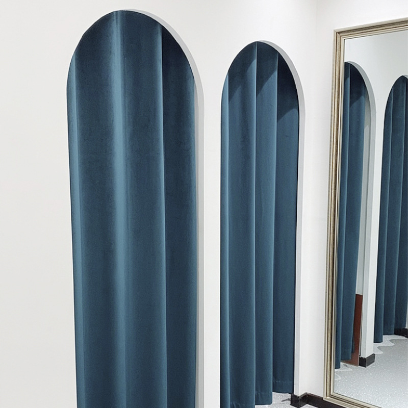 试衣间门帘服装遮挡更衣室布帘子女装隔断帘免打孔绒布北欧新