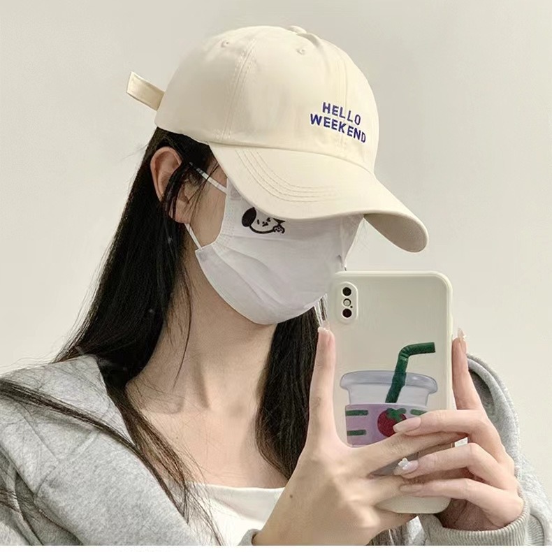 鸭舌帽女夏季新款百搭显脸小大头围字母刺绣弯檐hello棒球帽-阿里巴巴