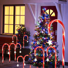 太阳能遥控糖果手杖拐杖灯一拖八拖十二户外圣诞装饰星星草坪灯