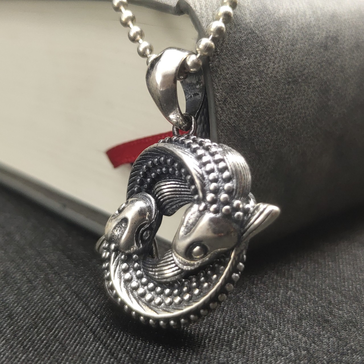 新款工厂批发纯银s925双鱼锦鲤吊坠复古民族风时尚个性男女款百搭