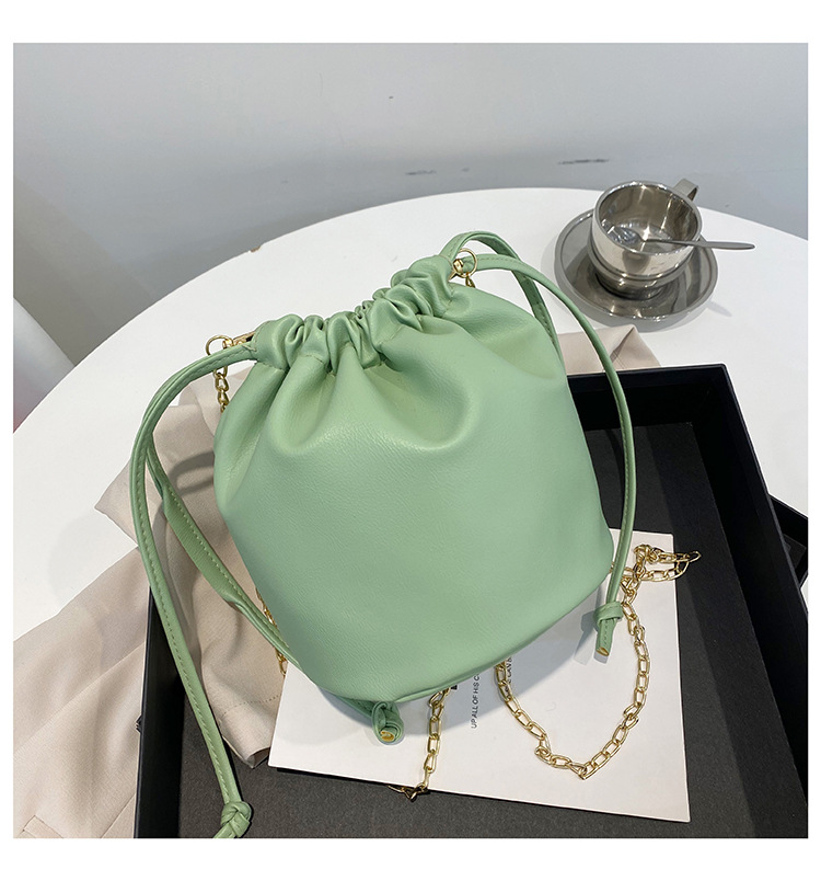 Small Bag 2021 Spring and Summer New Fashion Korean Style Shoulder Bag Western Style Drawstring Crossbody Portable Bucket Bag