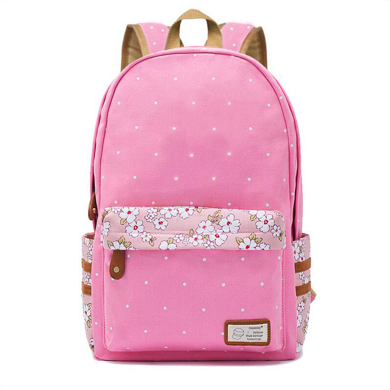 一件代发时尚印花青少年女生中小学生书包男女休闲帆布双肩背包