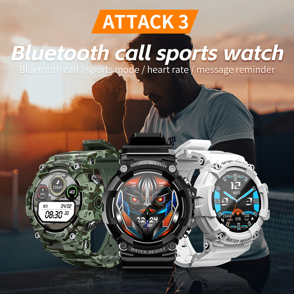 Lokmat New Version Attack3 Smart Watch Bluetooth Dial Call Sports Fitness Bracelet Smart Watch