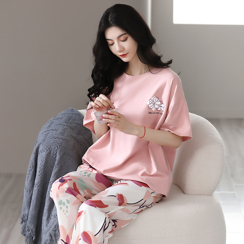 新款夏季女装短袖莫代尔睡衣舒适可外穿ins风ip周边家居服套装