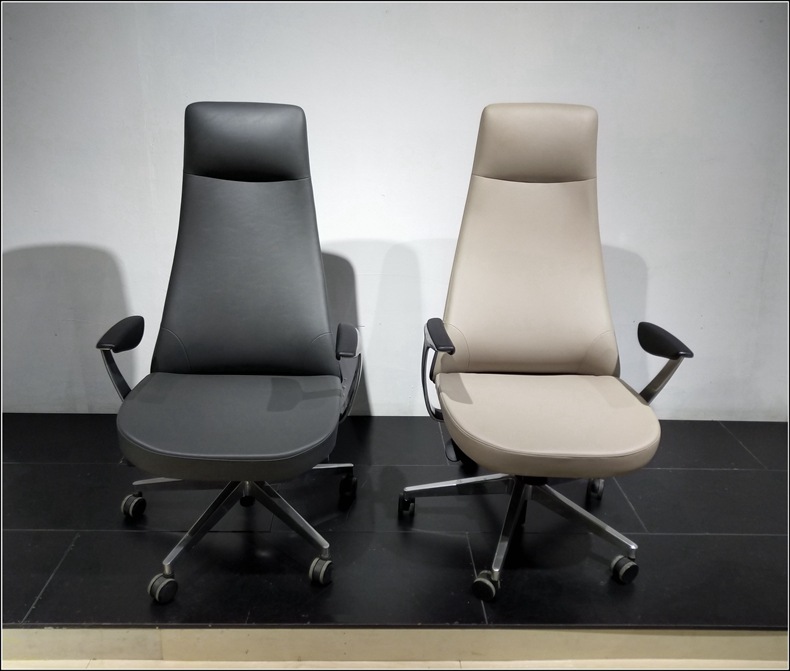 办公电脑皮艺大班椅管理主管定型绵铝合金扶手半躺商务转椅