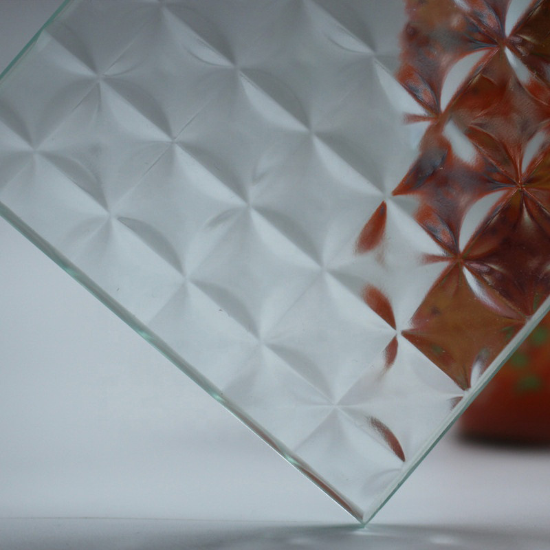 厂家批发双方格钢化玻璃透明四方格艺术玻璃元宝金元压花玻璃隔断