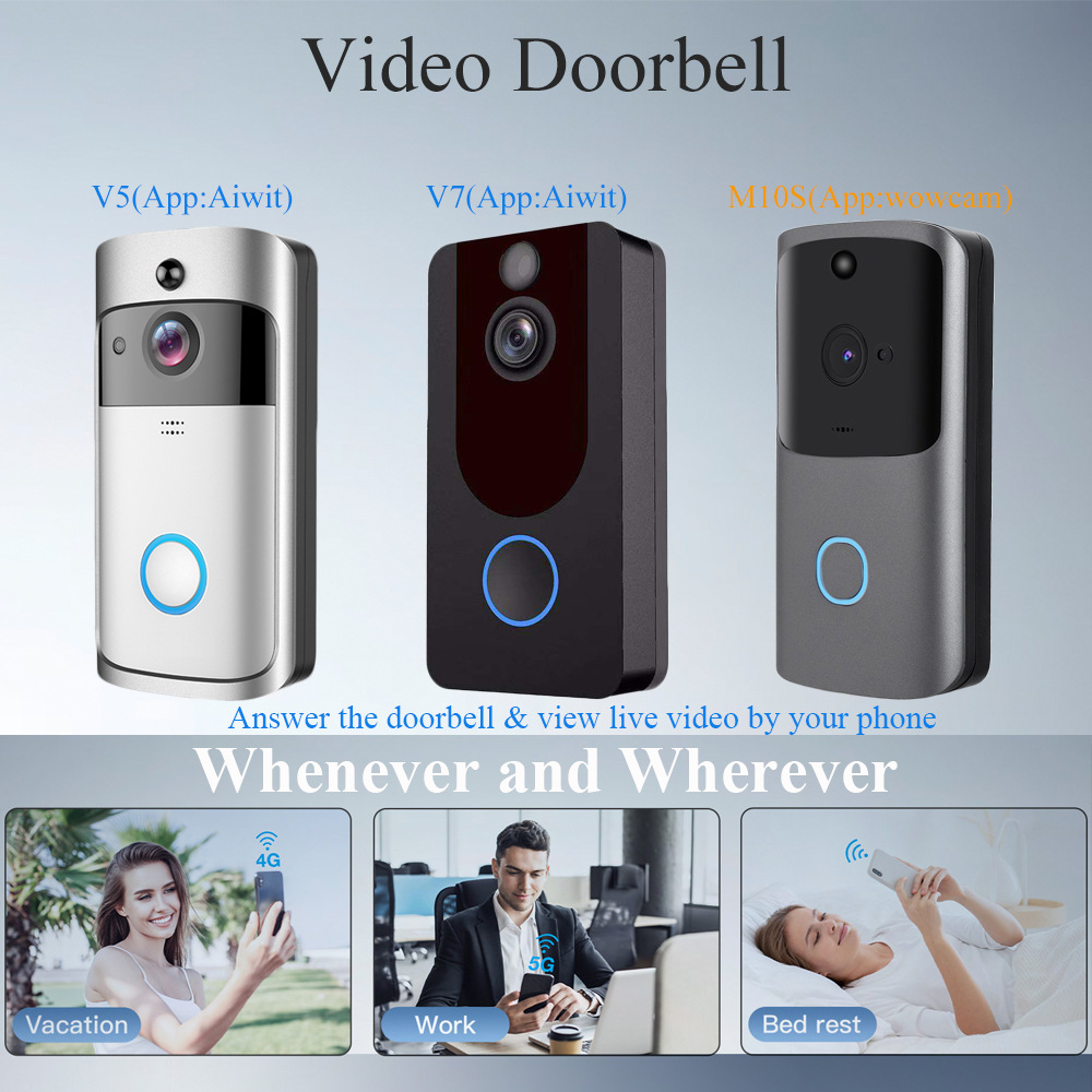 Low-Power Visual Doorbell WiFi Wireless Doorbell Night Vision HD Smart Cloud Storage Doorbell Cross-Border V5v7m10s