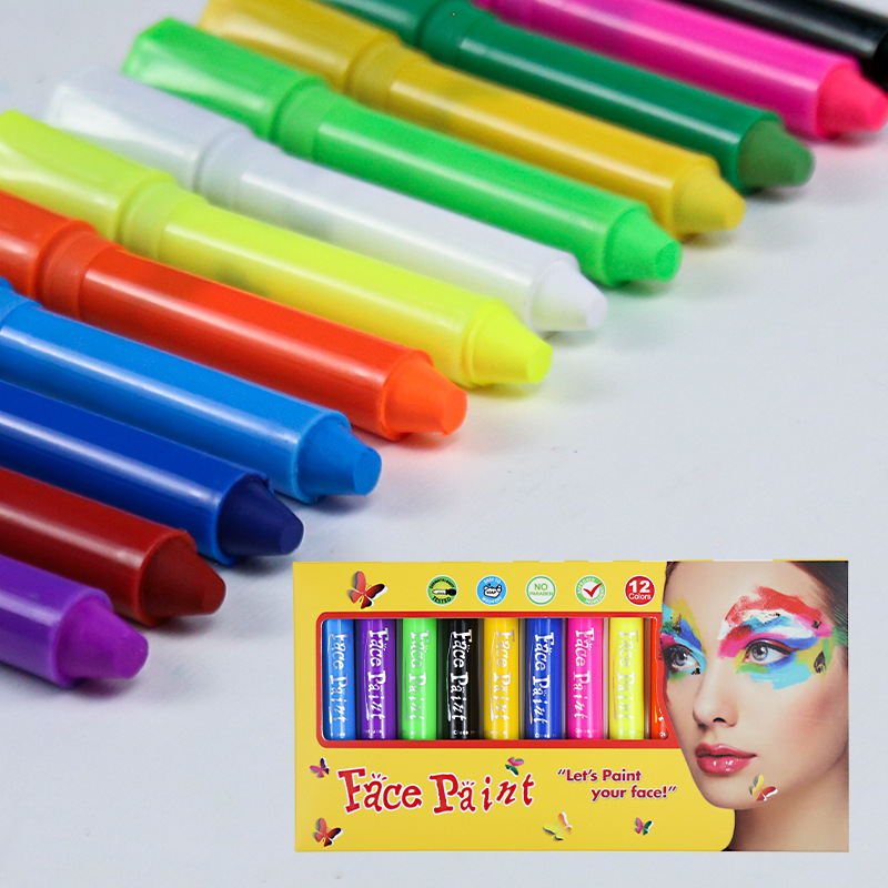 Luminous Face Crayon Party Halloween Body Makeup Props DIY Non-Toxic Washed Face Painted Rotating Crayon