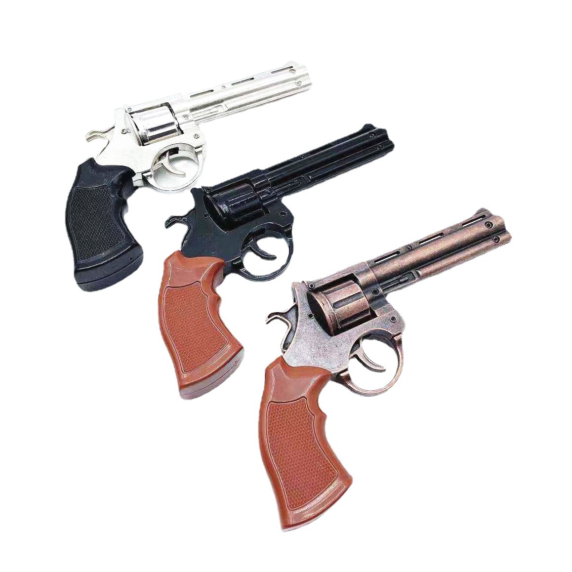 左轮纸炮红色旅游景区纪念品锌合金8090后怀旧玩具模型不可发射